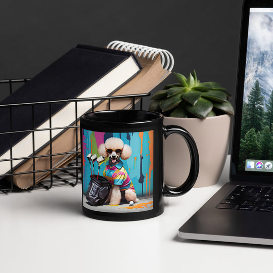 Poodle Golfer- Black Glossy Mug v4