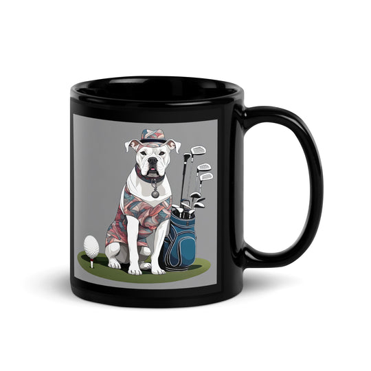 American Bulldog Golfer- Black Glossy Mug