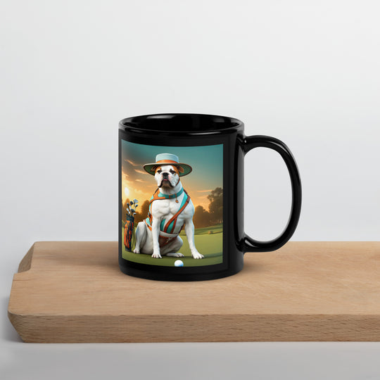 American Bulldog Golfer- Black Glossy Mug V2