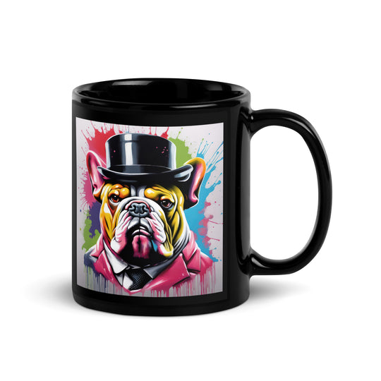 Bulldog- Black Glossy Mug v4