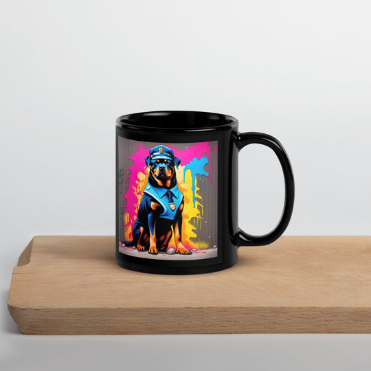 Rottweiler- Black Glossy Mug