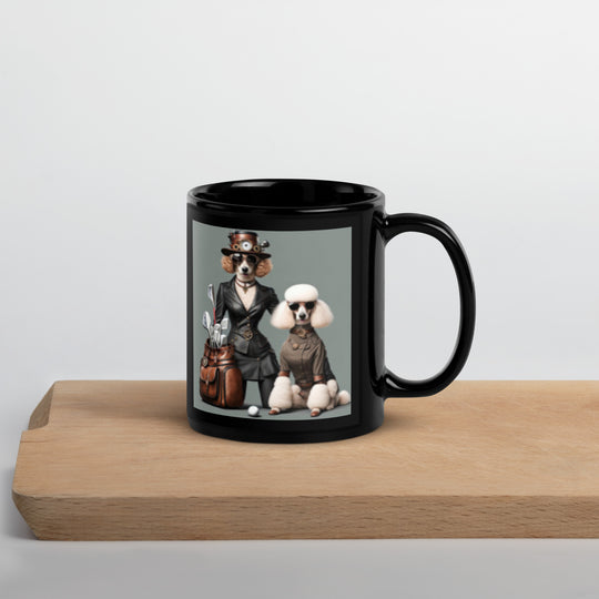 Poodle Golfer- Black Glossy Mug v5