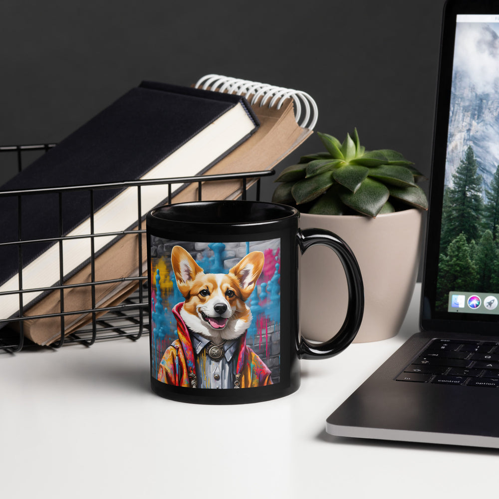 Pembroke Welsh Corgi- Black Glossy Mug v5