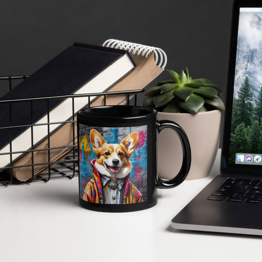 Pembroke Welsh Corgi- Black Glossy Mug v5