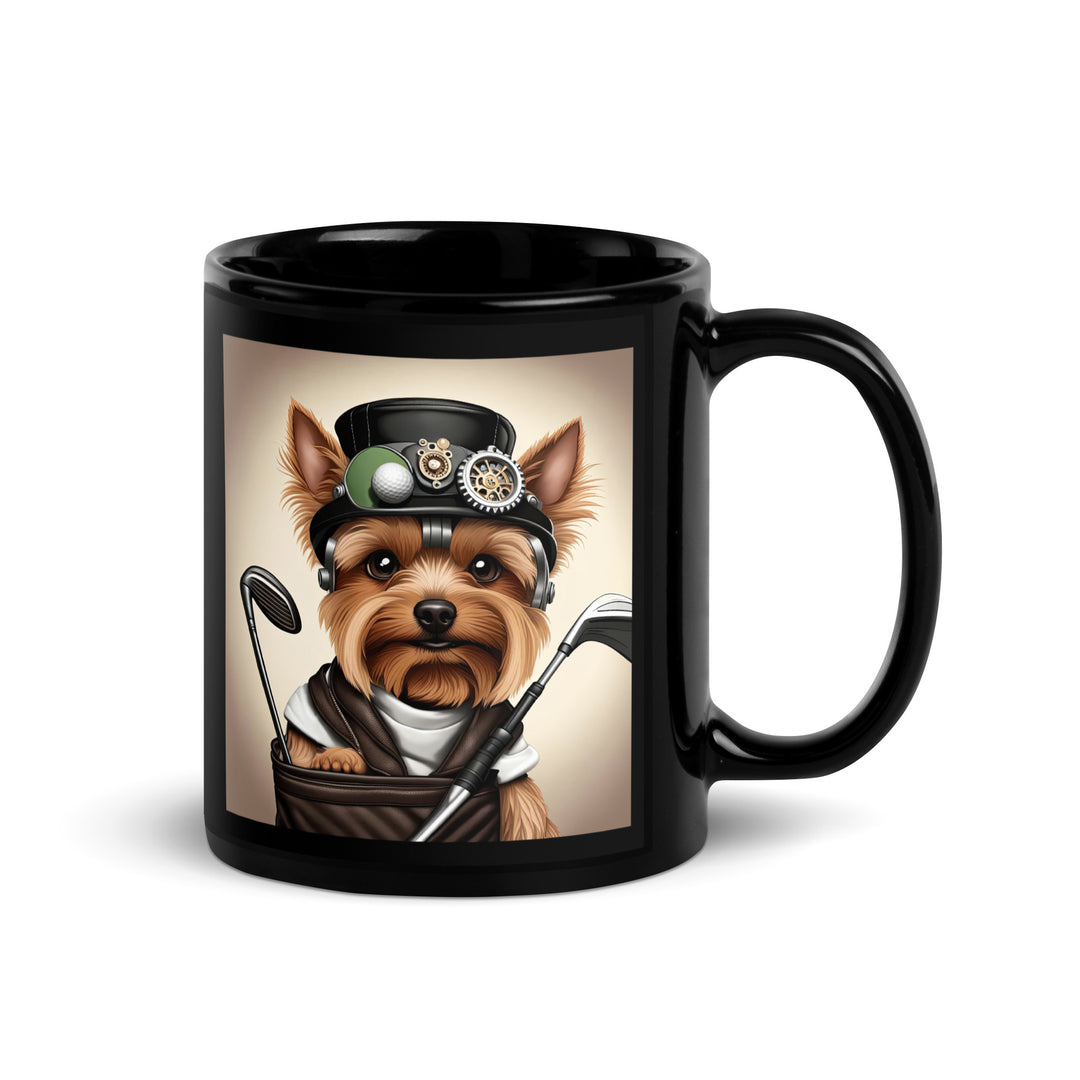 Yorkshire Terrier Golfer- Black Glossy Mug v3