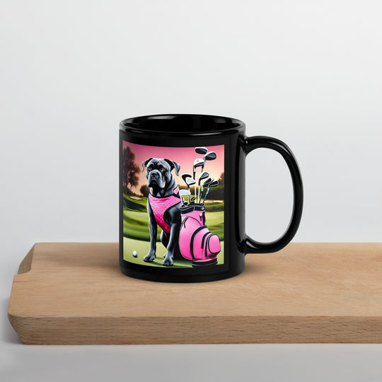 Cane Corso Golfer- Black Glossy Mug