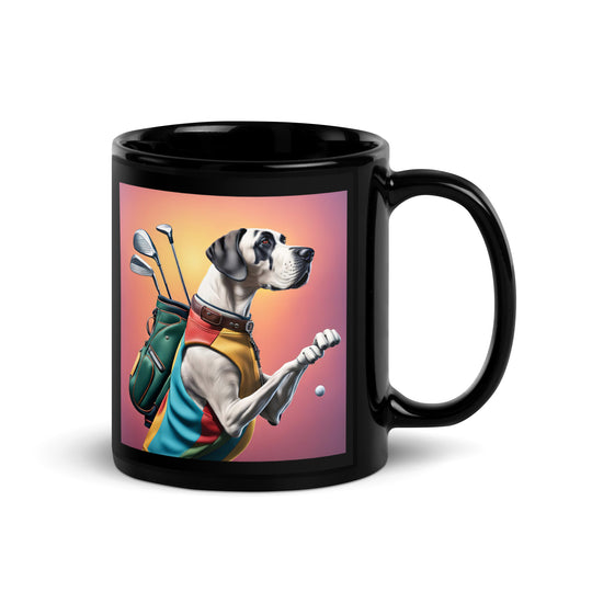 Great Dane Golfer- Black Glossy Mug