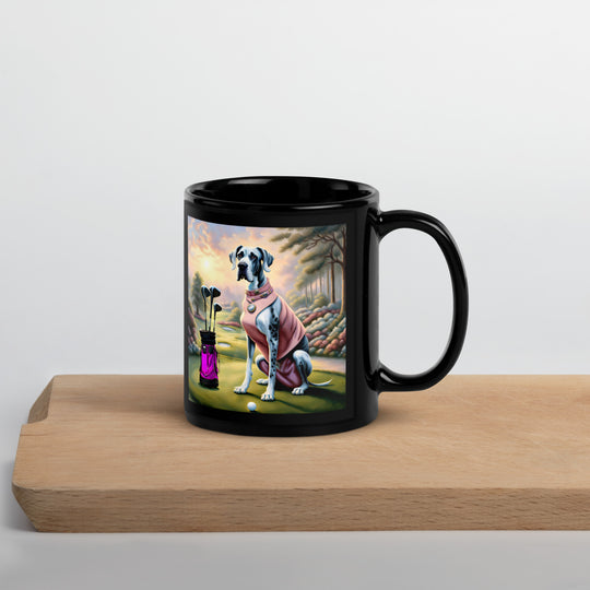 Great Dane Golfer- Black Glossy Mug v4