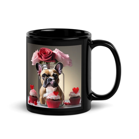 French Bulldog Romantic- Black Glossy Mug v4