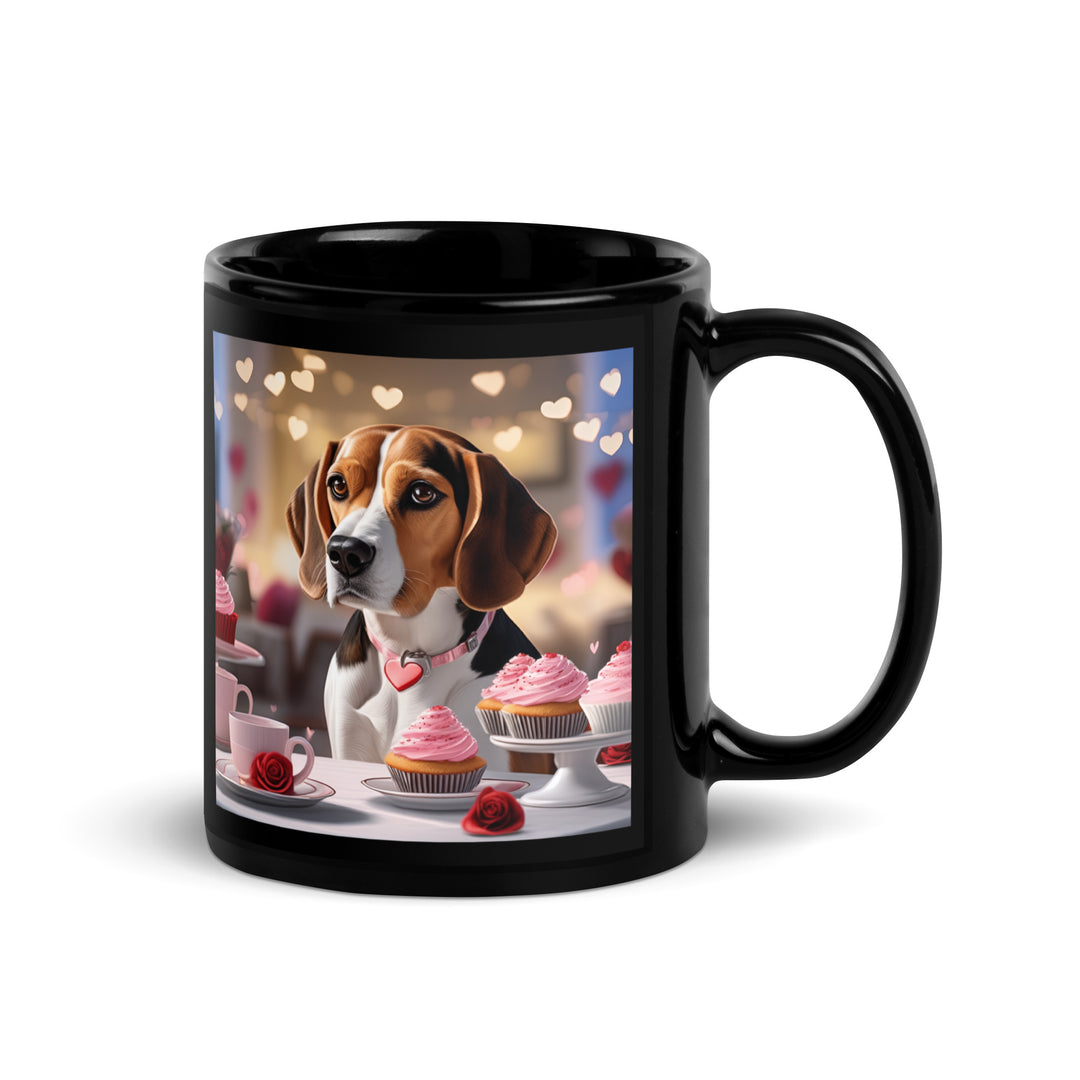 Beagle Romantic- Black Glossy Mug