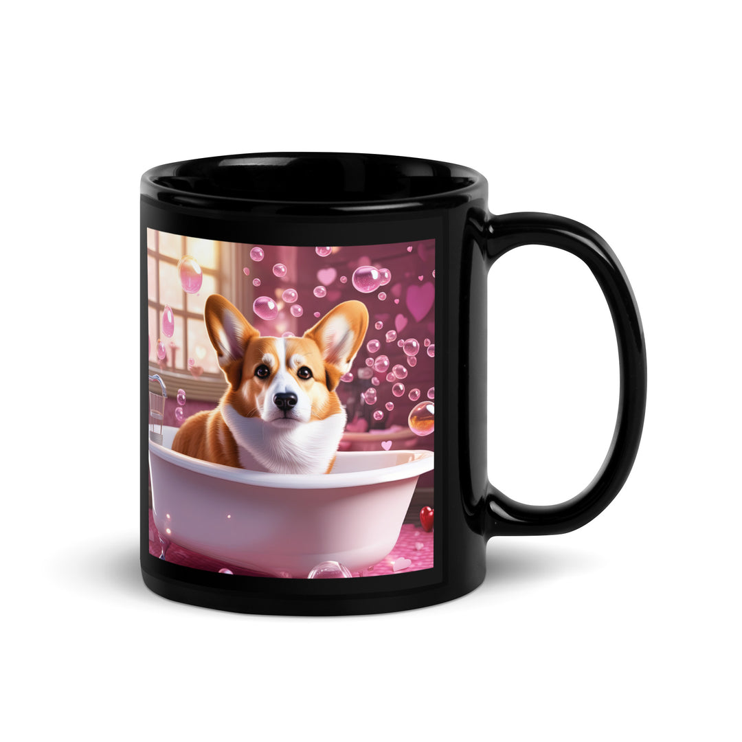 Pembroke Welsh Corgi Romantic- Black Glossy Mug