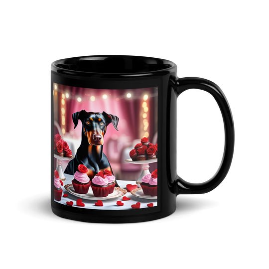 Doberman Pinscher Romantic- Black Glossy Mug