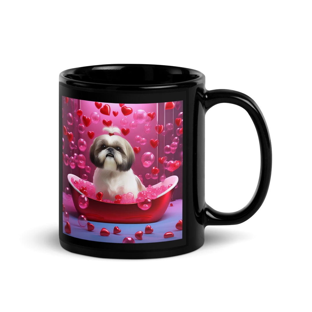 Shih Tzu Romantic- Black Glossy Mug