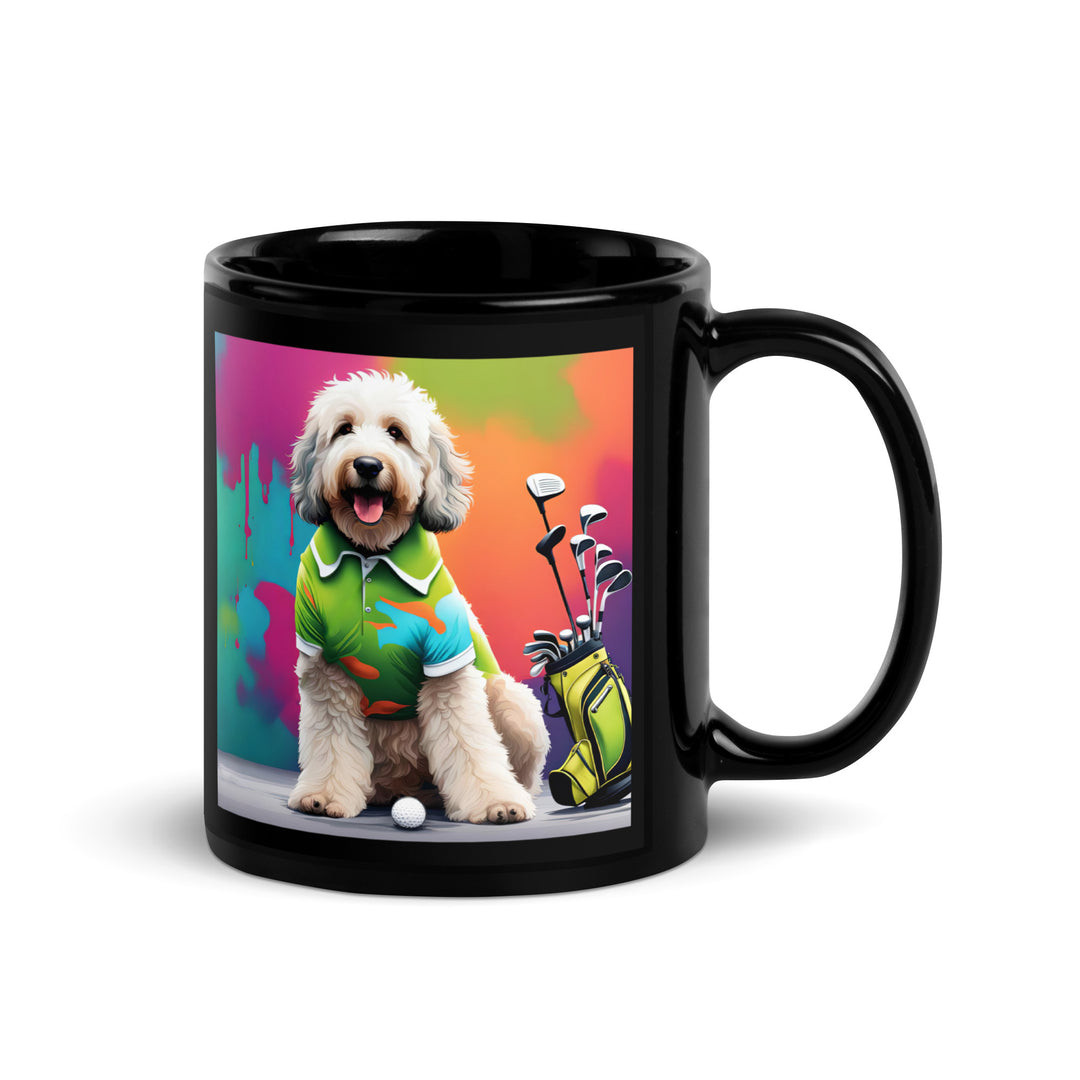 Bernedoodle Golfer- Black Glossy Mug v9