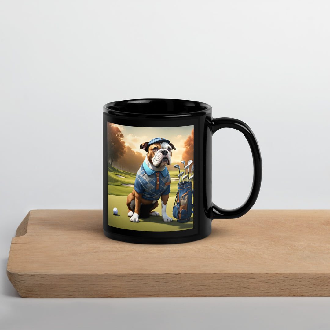 Catahoula Bulldog Golfer- Black Glossy Mug v2