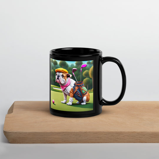 Catahoula Bulldog Golfer- Black Glossy Mug v5