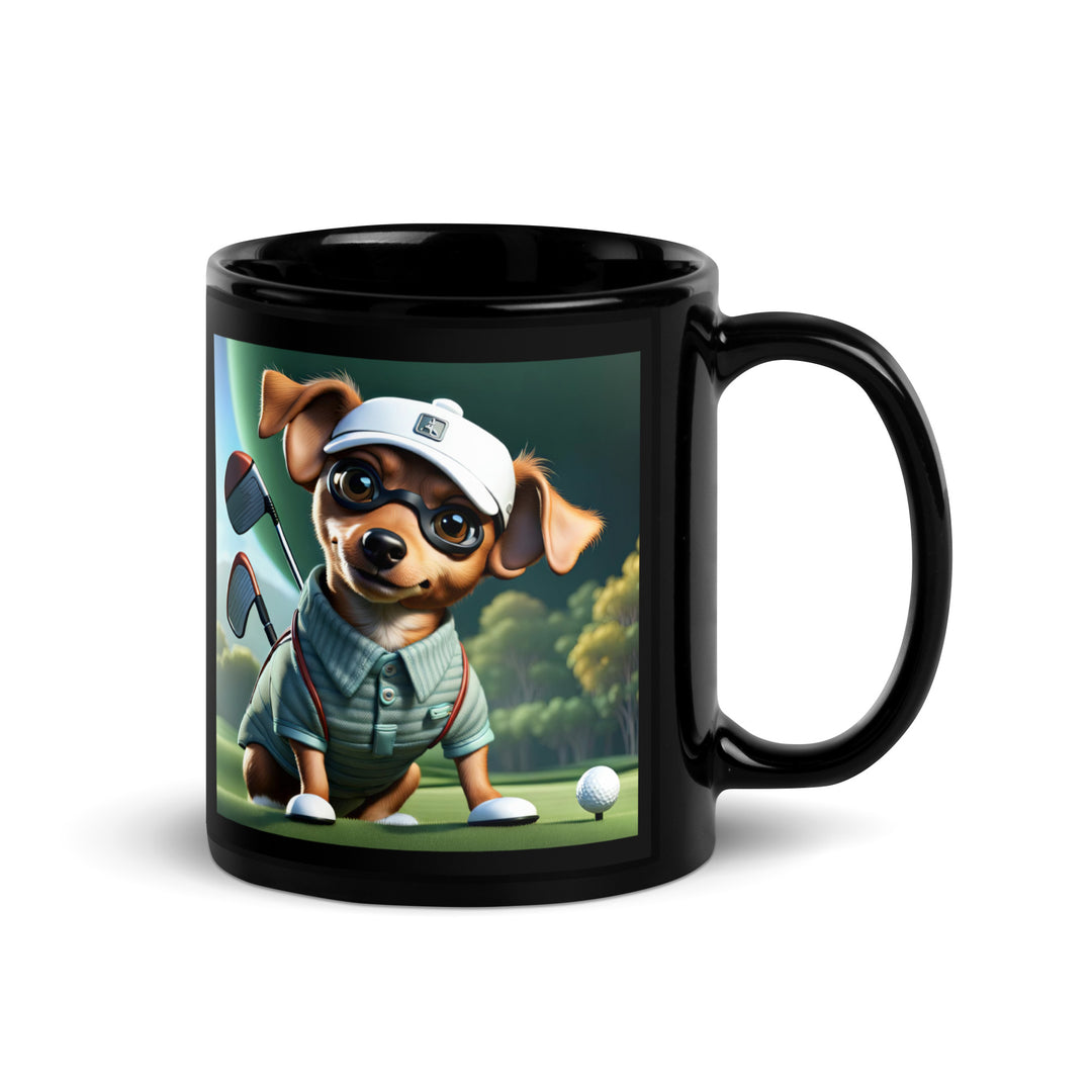 Chiweenie Golfer- Black Glossy Mug v4