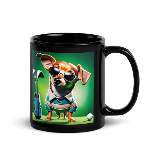 Chiweenie Golfer- Black Glossy Mug v6