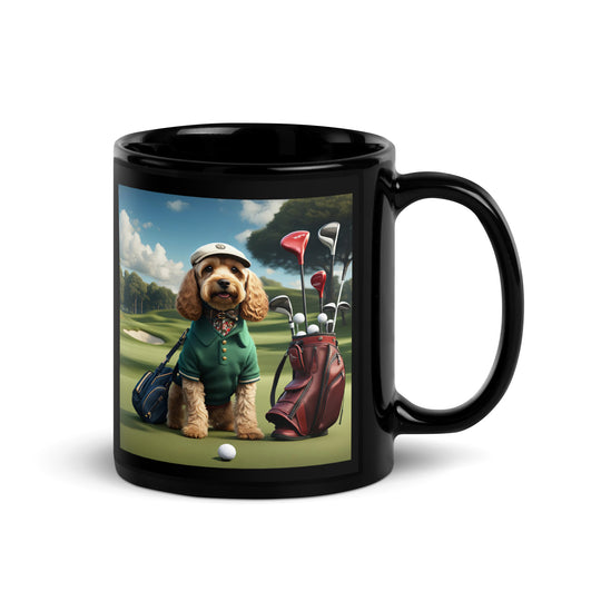 Cockapoo Golfer- Black Glossy Mug