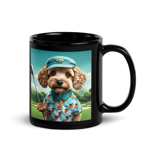 Cockapoo Golfer- Black Glossy Mug v3