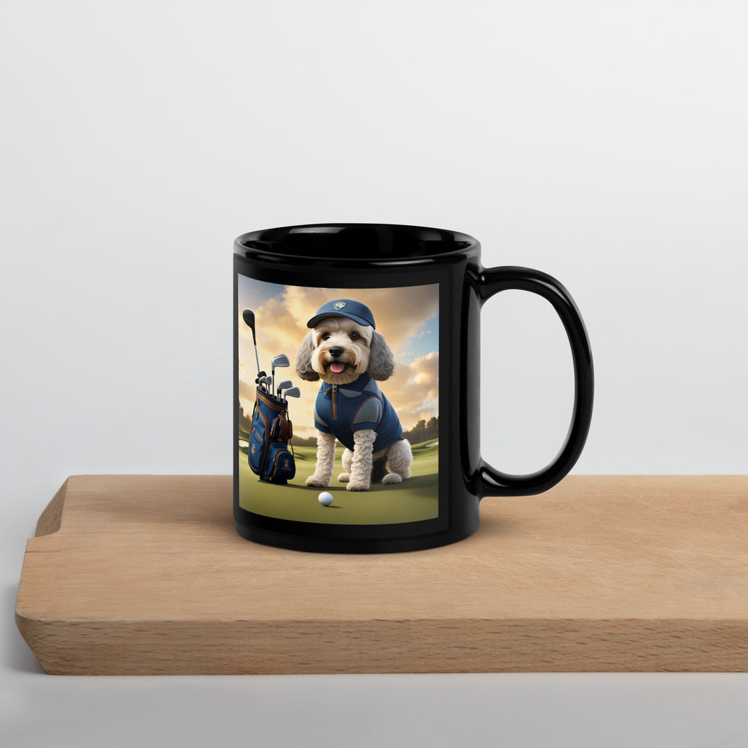 Cockapoo Golfer- Black Glossy Mug v8