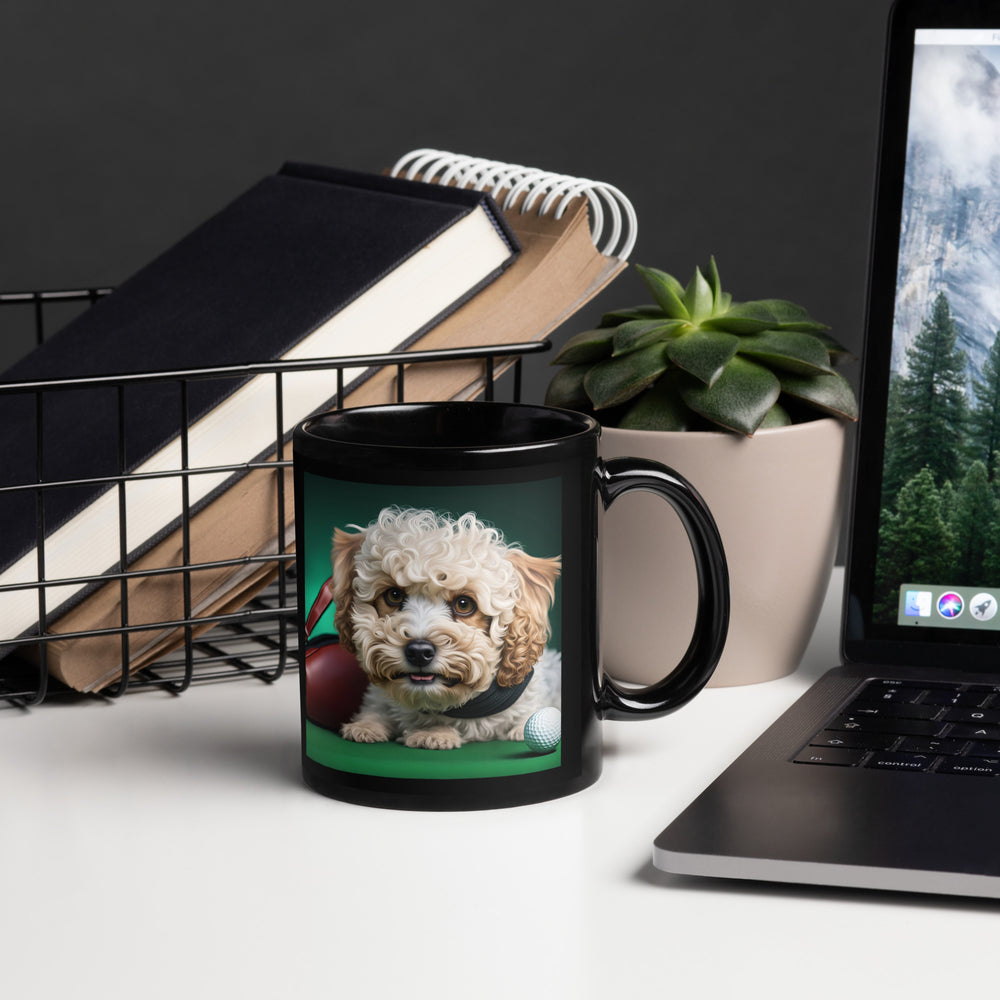 Maltipoo Golfer- Black Glossy Mug v3