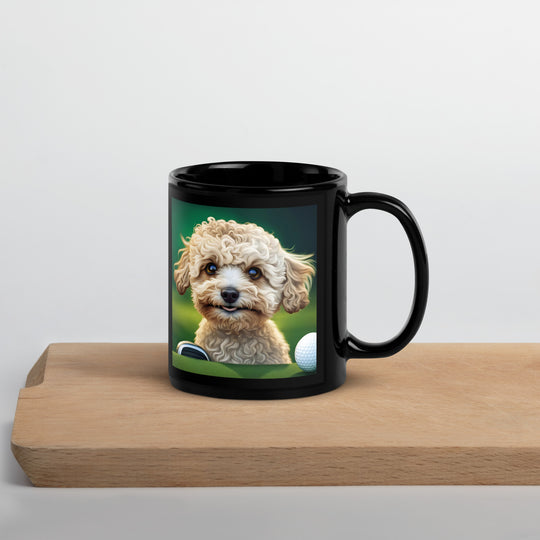 Maltipoo Golfer- Black Glossy Mug v6