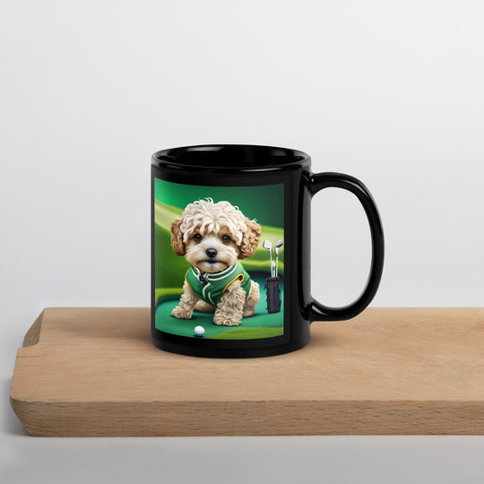 Maltipoo Golfer- Black Glossy Mug v7