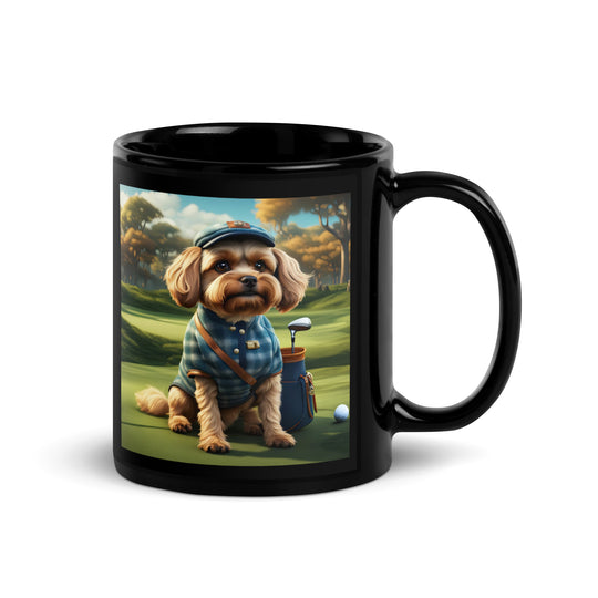 Pekapoo Golfer- Black Glossy Mug