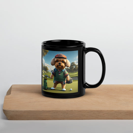 Pekapoo Golfer- Black Glossy Mug v2
