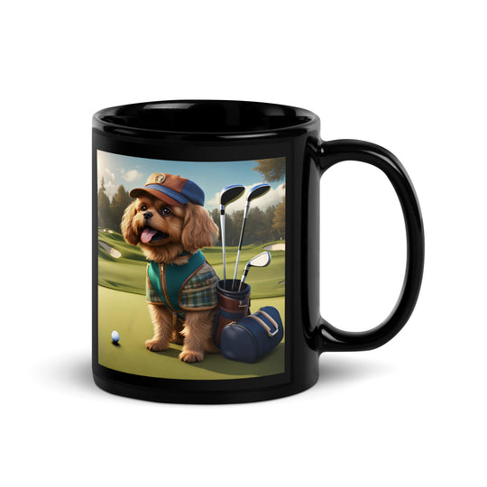 Pekapoo Golfer- Black Glossy Mug v12