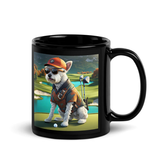 Pekapoo Golfer- Black Glossy Mug v13