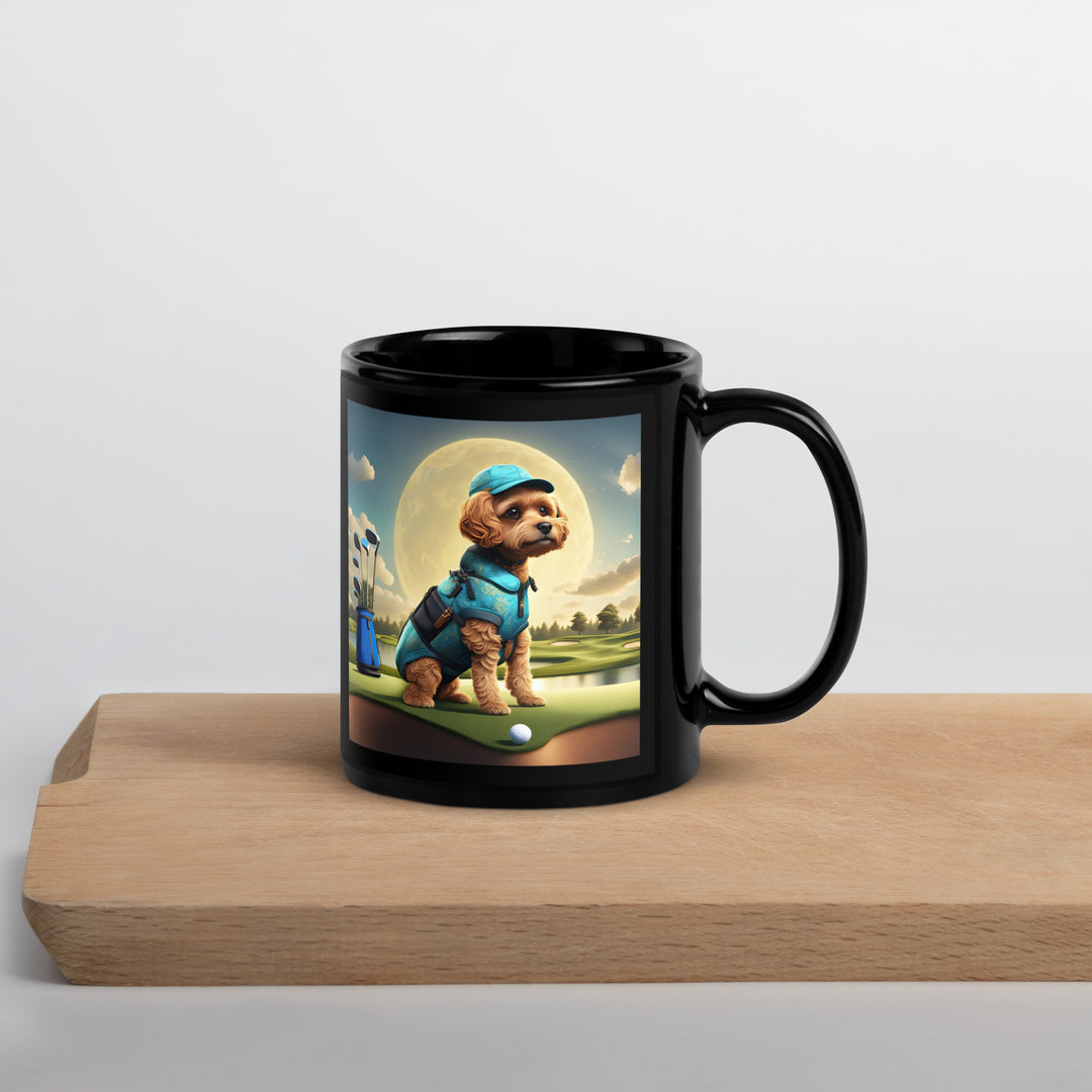 Pekapoo Golfer- Black Glossy Mug v9