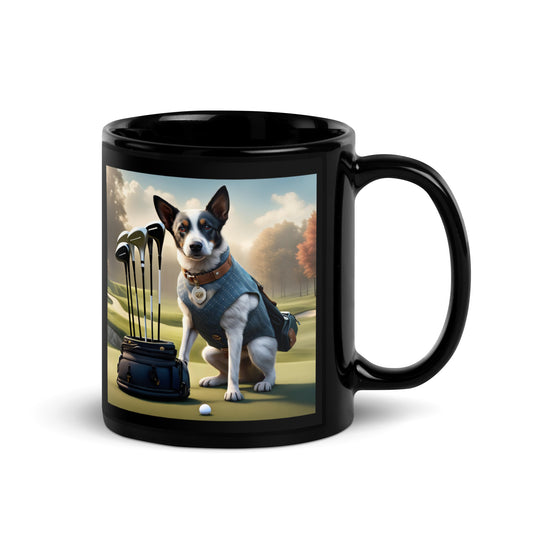 Texas Heeler Golfer- Black Glossy Mug v5