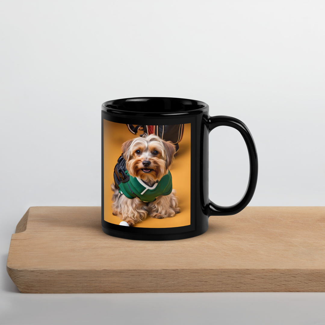 Yorkipoo Golfer- Black Glossy Mug