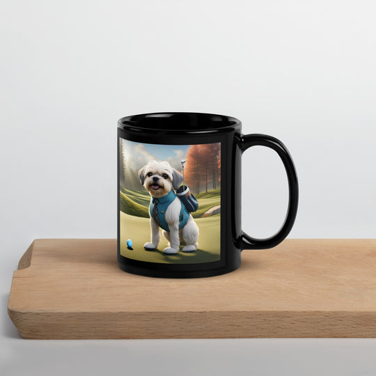 Pugapoo Golfer- Black Glossy Mug v2