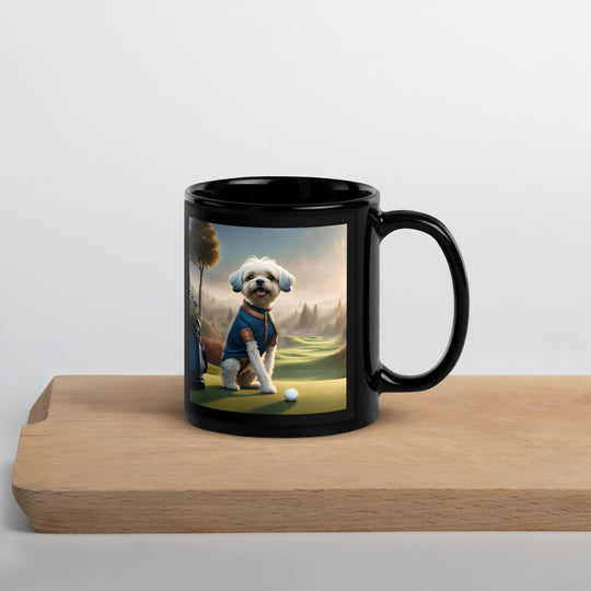 Pugapoo Golfer- Black Glossy Mug v7