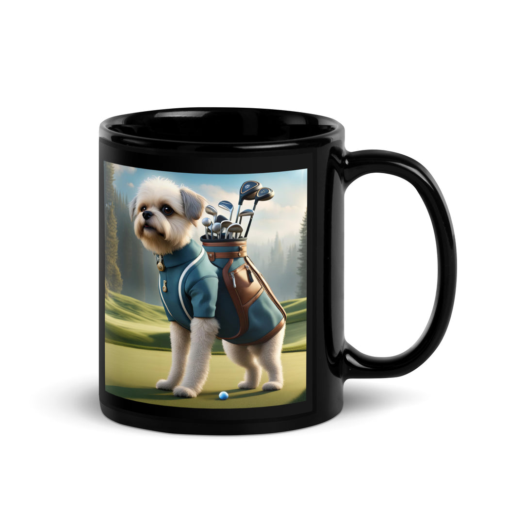 Pugapoo Golfer- Black Glossy Mug v9