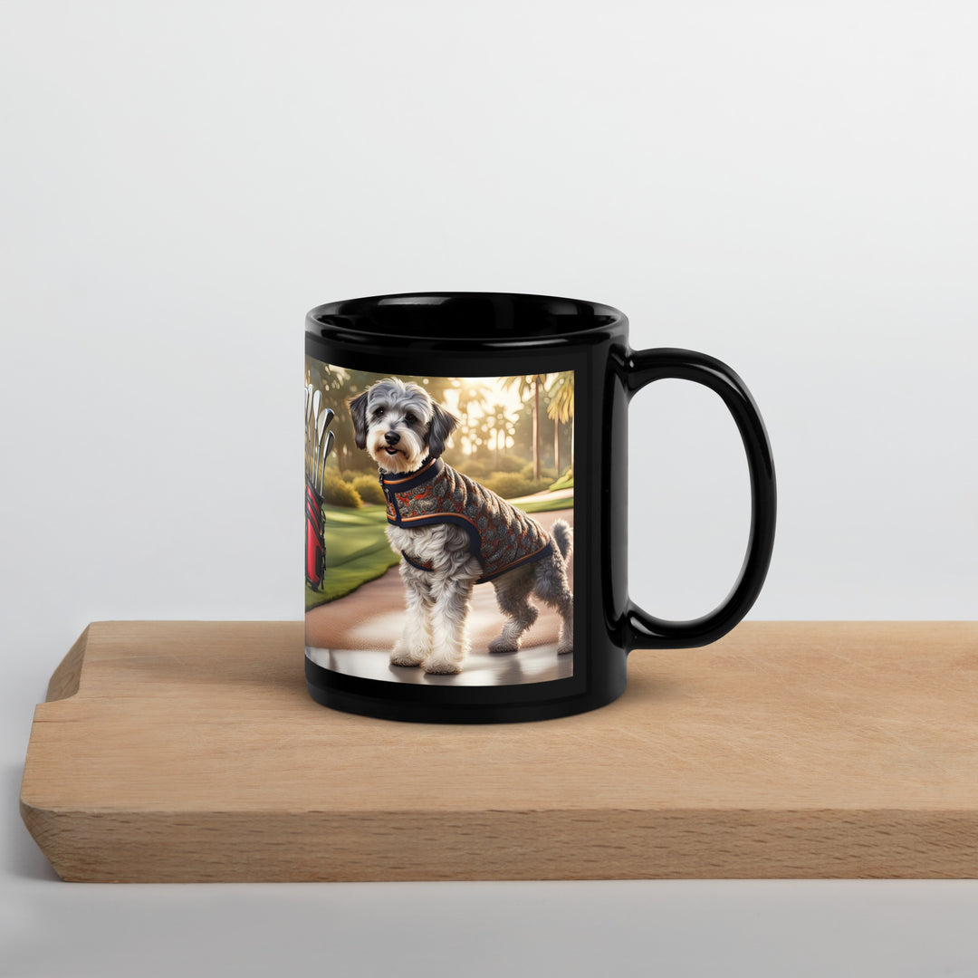 Schnoodle Golfer- Black Glossy Mug v11