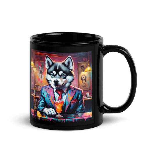 Pomsky General- Black Glossy Mug v4