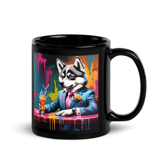 Pomsky General- Black Glossy Mug v7