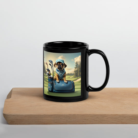 Puggle Golfer- Black Glossy Mug v2