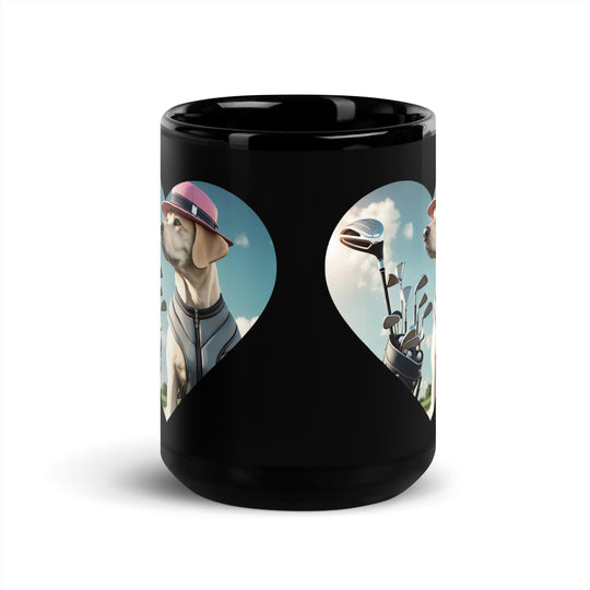 Black Glossy Mug-Labrador Retriever Golfer V2