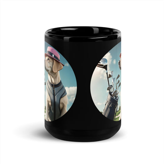 Black Glossy Mug-Labrador Retriever Golfer V3