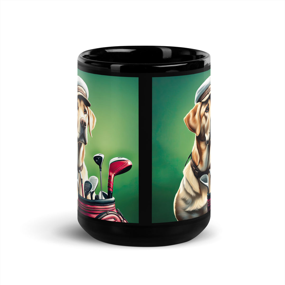 Black Glossy Mug-Labrador Retriever Golfer V7