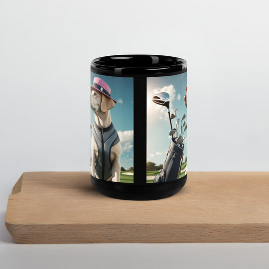 Black Glossy Mug-Labrador Retriever Golfer V8