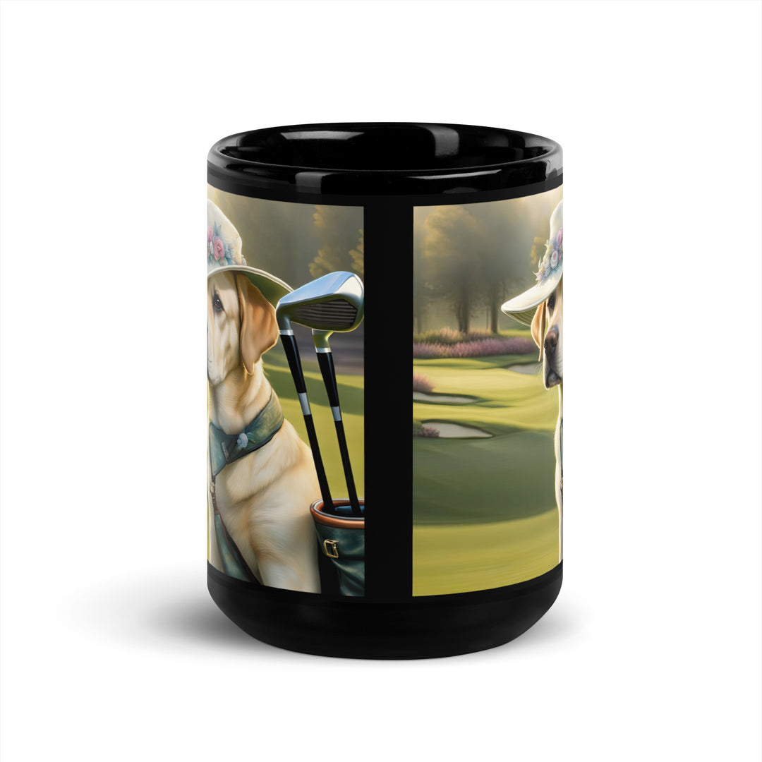 Black Glossy Mug-Labrador Retriever Golfer V9