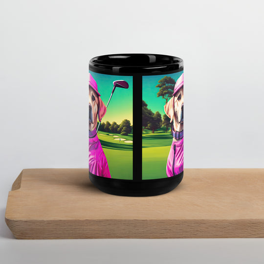 Black Glossy Mug-Labrador Retriever Golfer V14