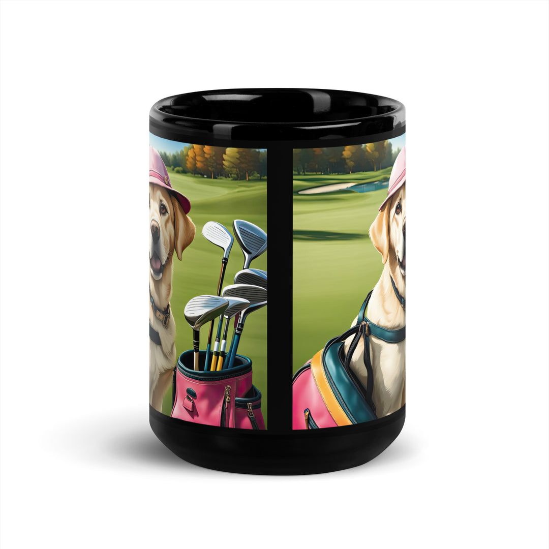 Black Glossy Mug-Labrador Retriever Golfer V15