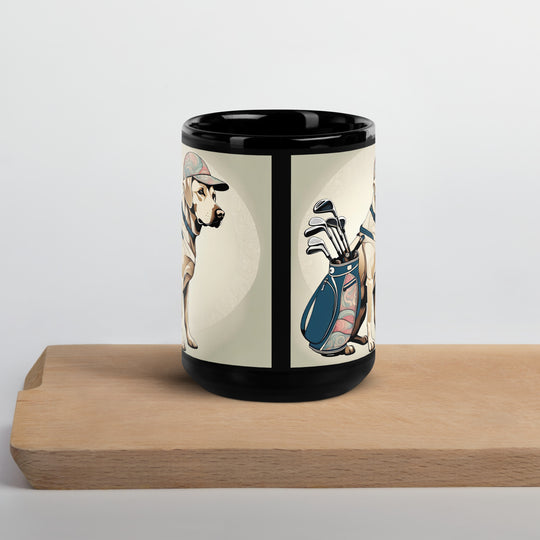 Black Glossy Mug-Labrador Retriever Golfer V18